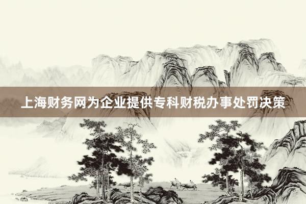 上海财务网为企业提供专科财税办事处罚决策