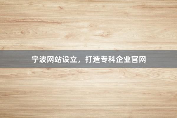 宁波网站设立，打造专科企业官网